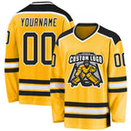 Custom Gold Black-White Hockey Jersey photo 1