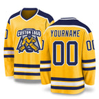 Custom Gold Navy-White Hockey Jersey