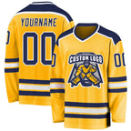 Custom Gold Navy-White Hockey Jersey photo 1