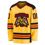 Custom Gold Black-Red Hockey Jersey photo 2