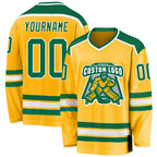 Custom Gold Kelly Green-White Hockey Jersey photo 1