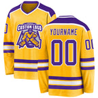 Custom Gold Purple-White Hockey Jersey