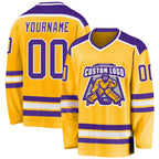 Custom Gold Purple-White Hockey Jersey photo 1