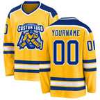 Custom Gold Royal-White Hockey Jersey