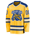 Custom Gold Royal-White Hockey Jersey photo 2