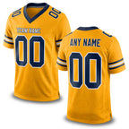 Custom Gold Navy-White Mesh Authentic Football Jersey