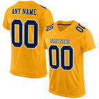 Custom Gold Navy-White Mesh Authentic Football Jersey photo 1