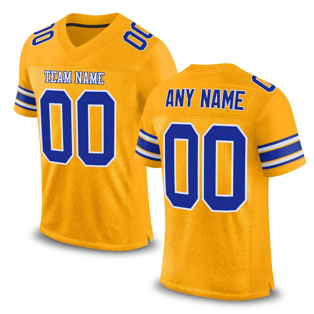Custom Gold Royal-White Mesh Authentic Football Jersey