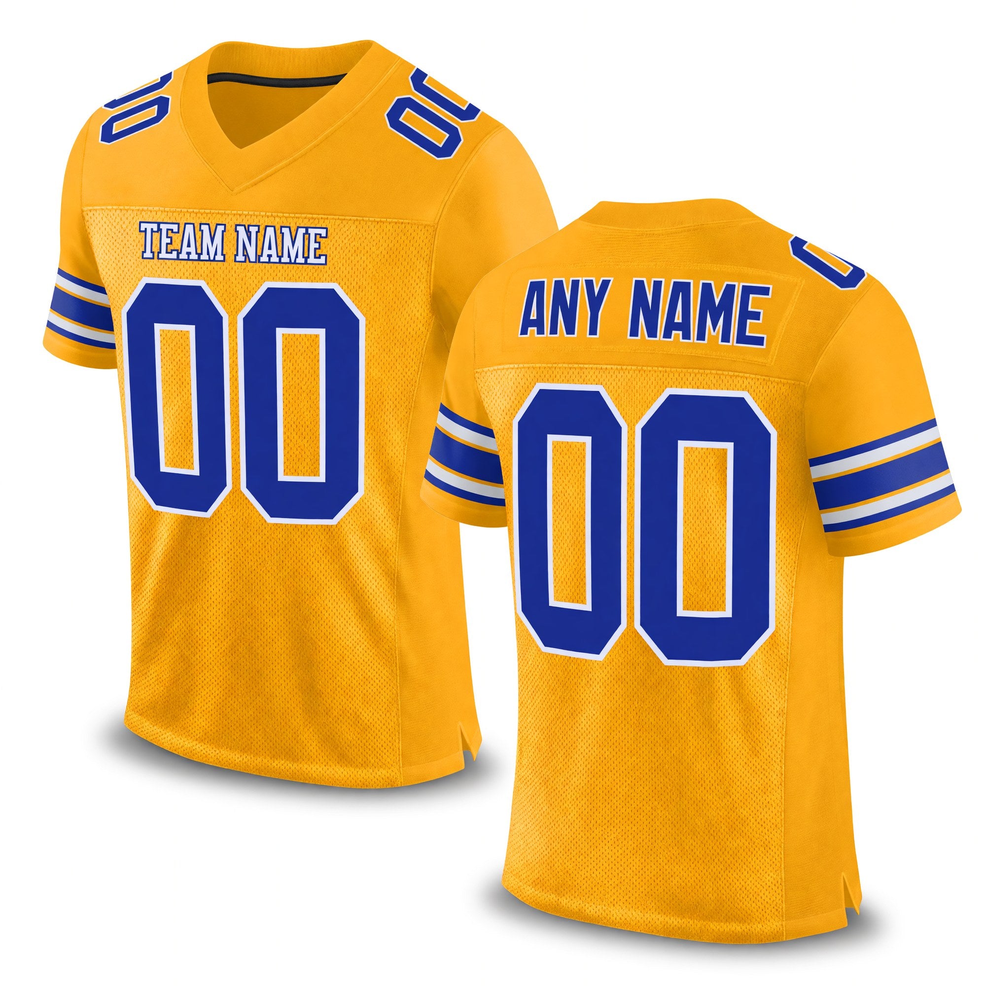 Custom Gold Royal-White Mesh Authentic Football Jersey