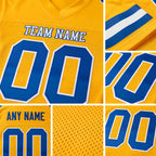Custom Gold Royal-White Mesh Authentic Football Jersey detail