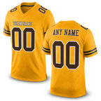 Custom Gold Brown-White Mesh Authentic Football Jersey