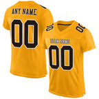 Custom Gold Brown-White Mesh Authentic Football Jersey photo 1