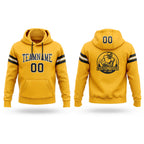 Custom Stitched Gold Black-White Football Pullover Sweatshirt Hoodie