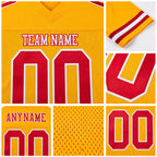 Custom Gold Red-White Mesh Authentic Football Jersey detail