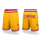 Custom Gold Red-White Authentic Throwback Basketball Shorts