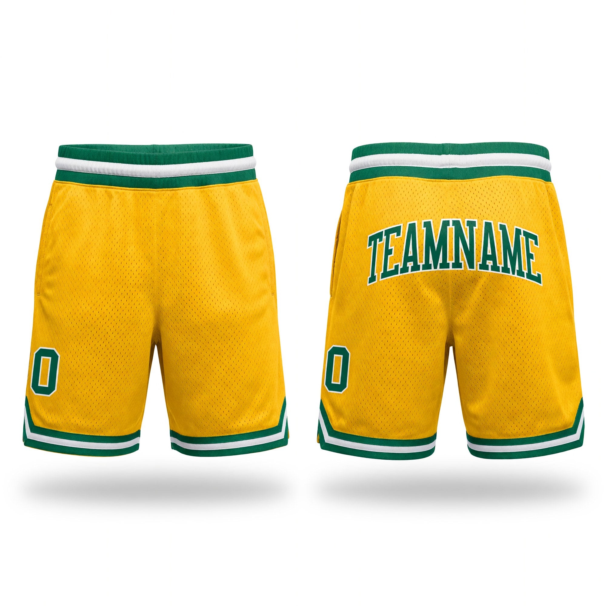 Custom Gold Kelly Green-White Authentic Throwback Basketball Shorts