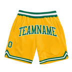 Custom Gold Kelly Green-White Authentic Throwback Basketball Shorts photo 1