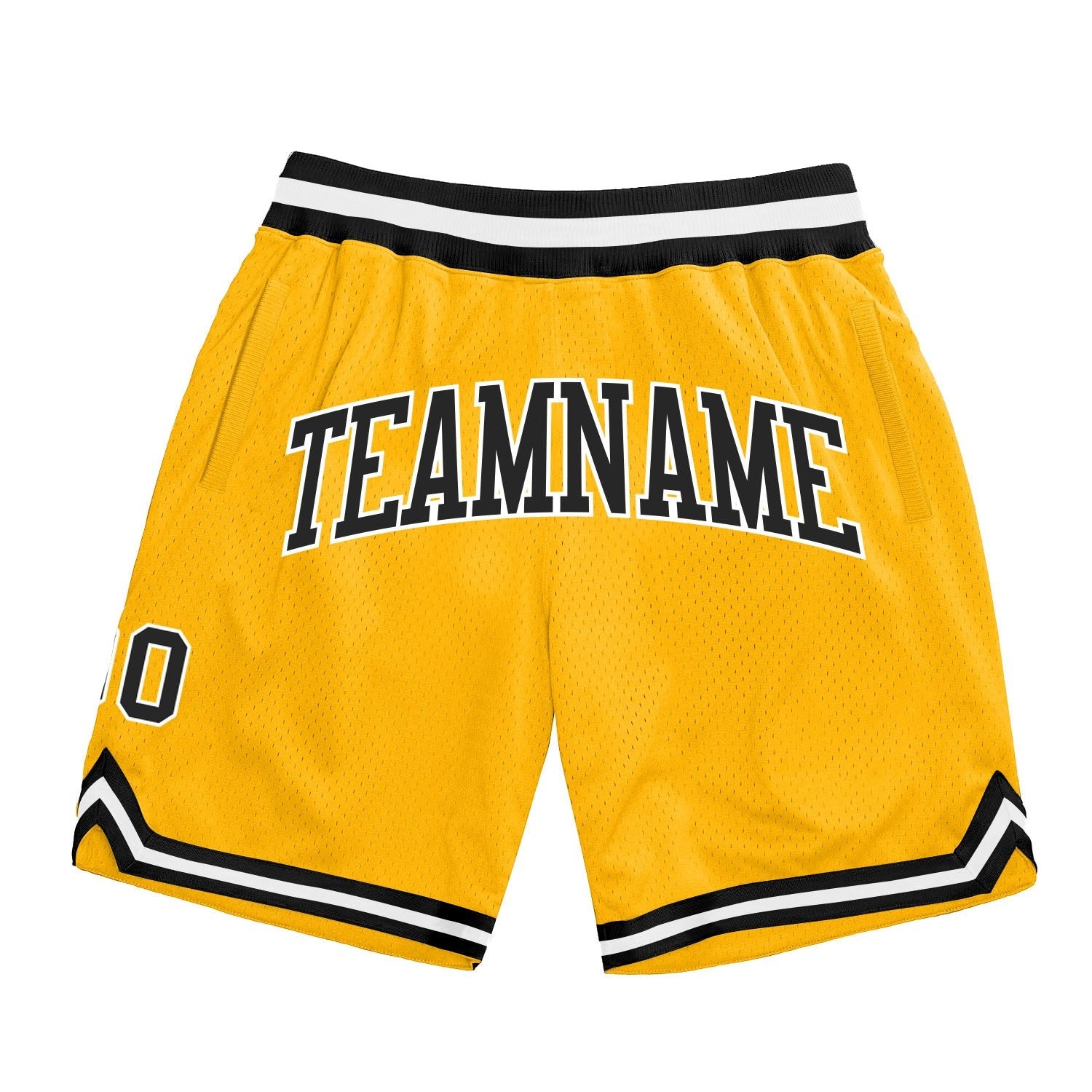 Custom Gold Black-White Authentic Throwback Basketball Shorts photo 1