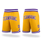Custom Gold Purple-White Authentic Throwback Basketball Shorts