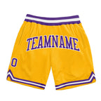 Custom Gold Purple-White Authentic Throwback Basketball Shorts photo 1