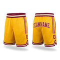 Custom Gold Maroon-Cream Authentic Throwback Basketball Shorts