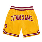 Custom Gold Maroon-Cream Authentic Throwback Basketball Shorts photo 1