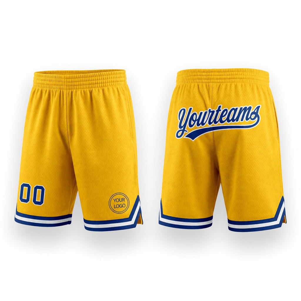Custom Gold Royal-White Authentic Throwback Basketball Shorts