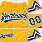 Custom Gold Royal-White Authentic Throwback Basketball Shorts detail