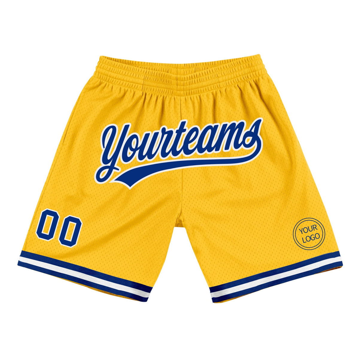 Custom Gold Royal-White Authentic Throwback Basketball Shorts photo 1