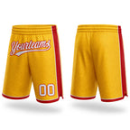 Custom Gold White-Red Authentic Basketball Shorts
