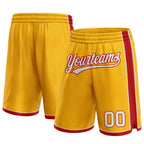 Custom Gold White-Red Authentic Basketball Shorts photo 1