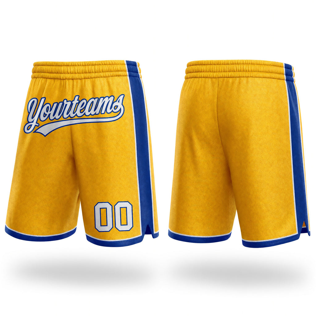 Custom Gold White-Royal Authentic Basketball Shorts