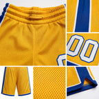 Custom Gold White-Royal Authentic Basketball Shorts detail