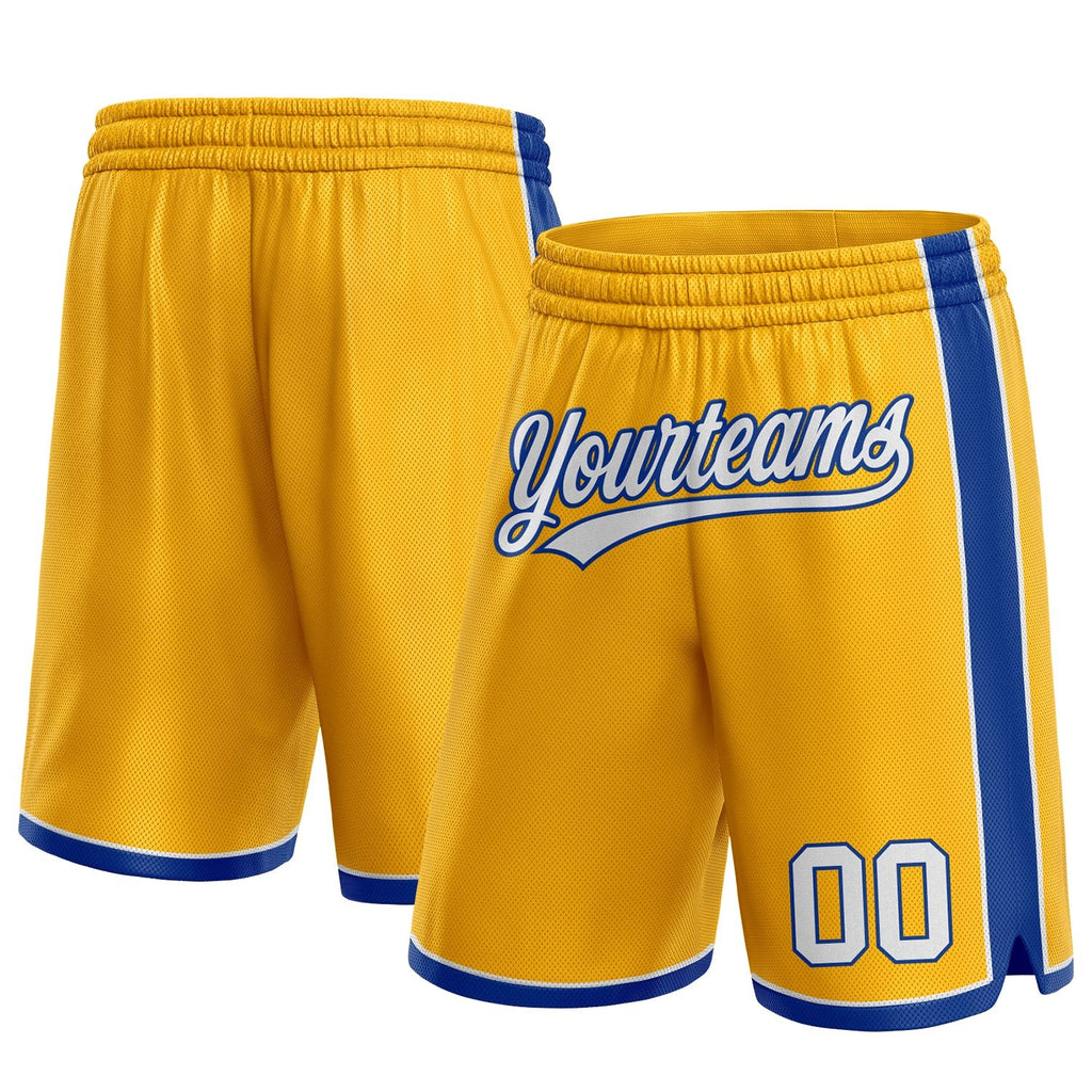 Custom Gold White-Royal Authentic Basketball Shorts photo 1