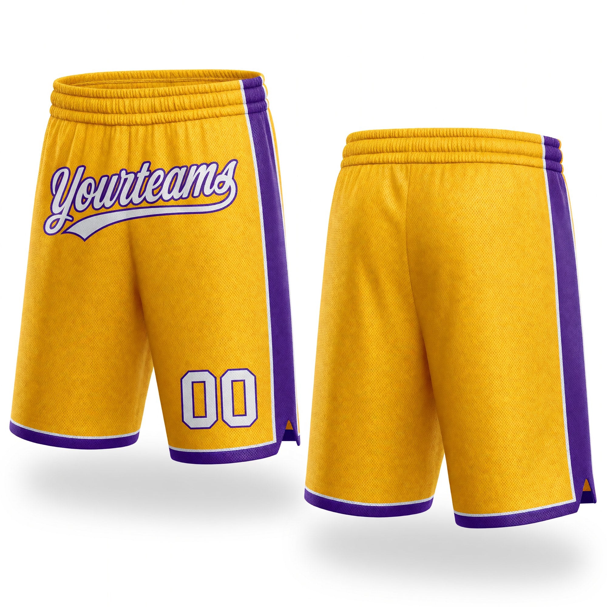 Custom Gold White-Purple Authentic Basketball Shorts