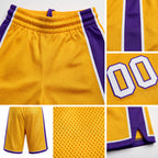 Custom Gold White-Purple Authentic Basketball Shorts detail