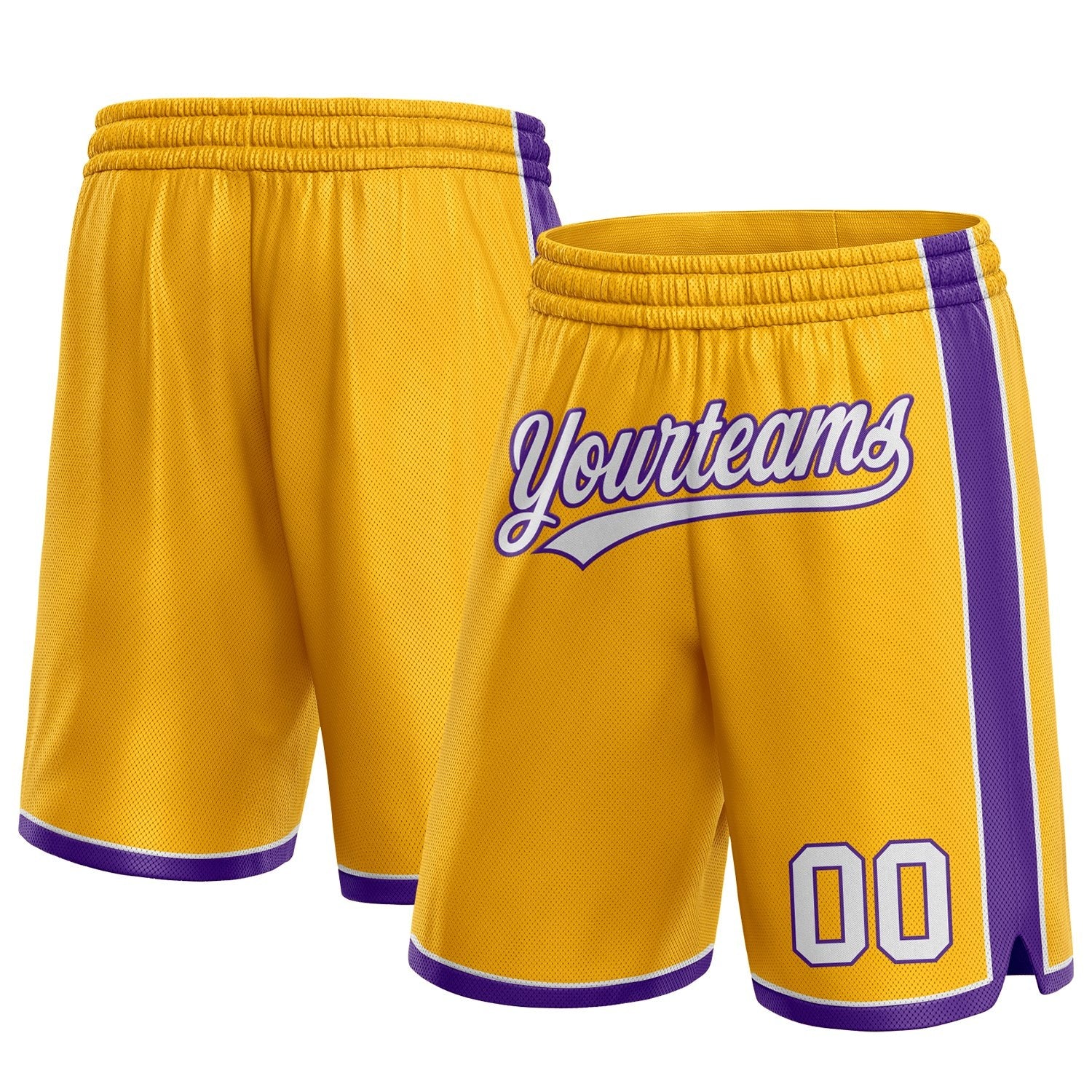 Custom Gold White-Purple Authentic Basketball Shorts photo 1