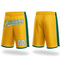 Custom Gold White-Kelly Green Authentic Basketball Shorts
