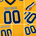 Custom Gold Navy-White Mesh Authentic Football Jersey detail