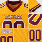 Custom Gold Burgundy-White Mesh Authentic Football Jersey detail