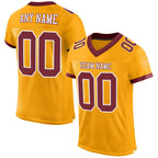 Custom Gold Burgundy-White Mesh Authentic Football Jersey photo 1