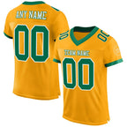 Custom Gold Kelly Green-White Mesh Authentic Football Jersey photo 1