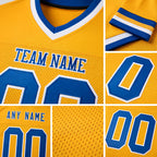 Custom Gold Royal-White Mesh Authentic Throwback Football Jersey detail