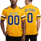 Custom Gold Nvay-White Authentic Football Jersey worn front and back