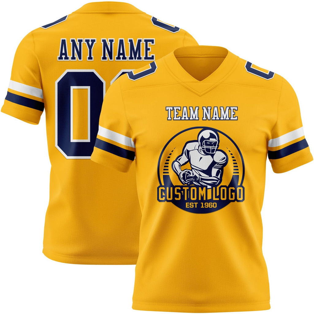 Custom Gold Nvay-White Authentic Football Jersey photo 2