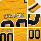 Custom Gold Black-White Authentic Football Jersey detail