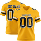 Custom Gold Black-White Authentic Football Jersey photo 1