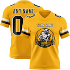 Custom Gold Black-White Authentic Football Jersey photo 2