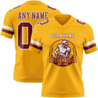 Custom Gold Burgundy-White Authentic Football Jersey photo 2