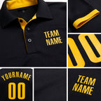 Custom Black Yellow Performance Golf Polo Shirt detail